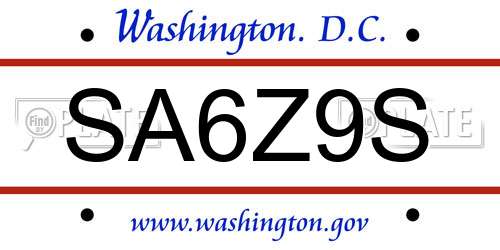 SA6Z9S District Of Columbia License Plate