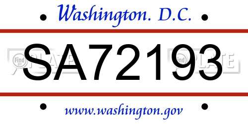 SA72193 District Of Columbia License Plate