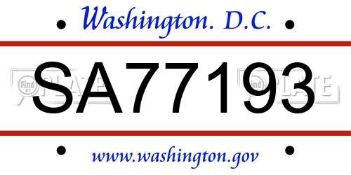 SA77193 District Of Columbia License Plate
