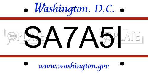 SA7A5I District Of Columbia License Plate
