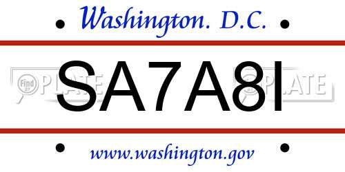SA7A8I District Of Columbia License Plate