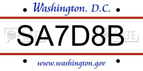 SA7D8B District Of Columbia License Plate