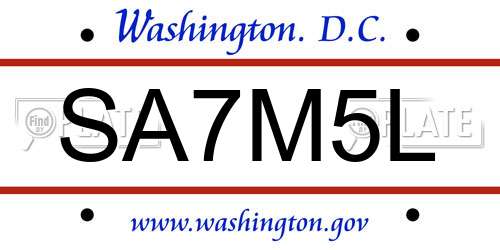 SA7M5L District Of Columbia License Plate