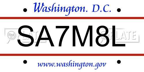 SA7M8L District Of Columbia License Plate