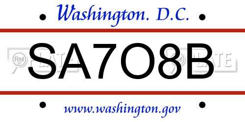 SA7O8B District Of Columbia License Plate