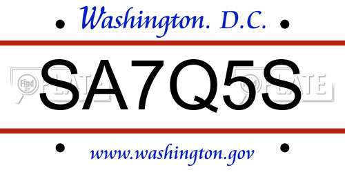 SA7Q5S District Of Columbia License Plate