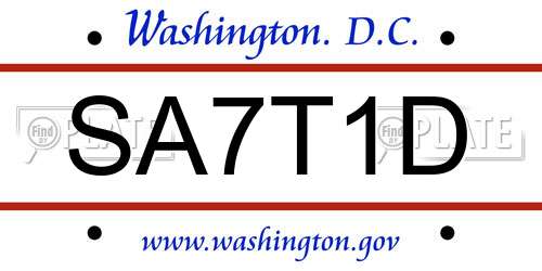 SA7T1D District Of Columbia License Plate