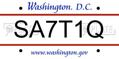 SA7T1Q District Of Columbia License Plate