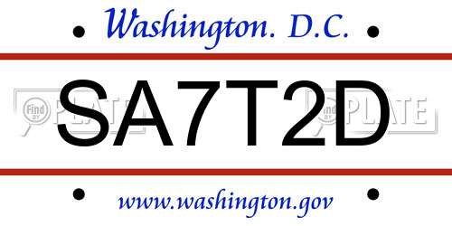SA7T2D District Of Columbia License Plate