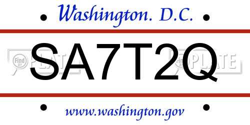 SA7T2Q District Of Columbia License Plate