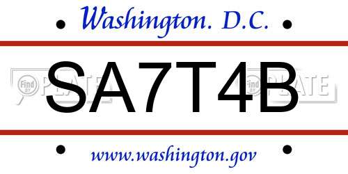 SA7T4B District Of Columbia License Plate