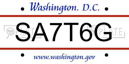 SA7T6G District Of Columbia License Plate