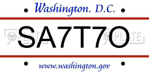 SA7T7O District Of Columbia License Plate