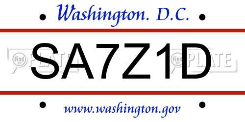 SA7Z1D District Of Columbia License Plate