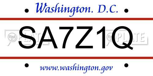 SA7Z1Q District Of Columbia License Plate