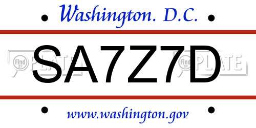 SA7Z7D District Of Columbia License Plate