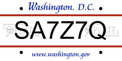 SA7Z7Q District Of Columbia License Plate