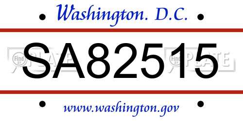 SA82515 District Of Columbia License Plate