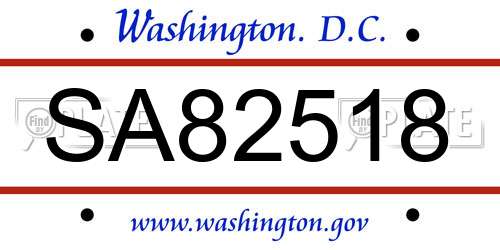 SA82518 District Of Columbia License Plate