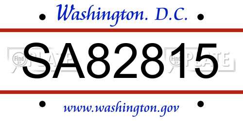 SA82815 District Of Columbia License Plate