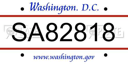 SA82818 District Of Columbia License Plate