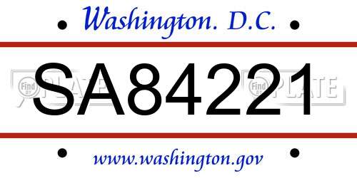 SA84221 District Of Columbia License Plate