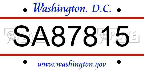 SA87815 District Of Columbia License Plate