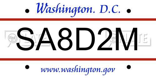 SA8D2M District Of Columbia License Plate