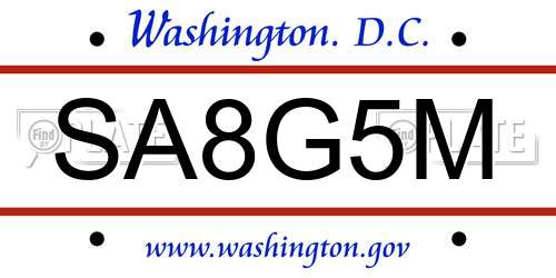 SA8G5M District Of Columbia License Plate