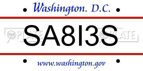 SA8I3S District Of Columbia License Plate
