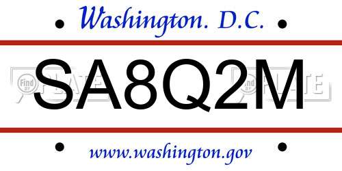 SA8Q2M District Of Columbia License Plate