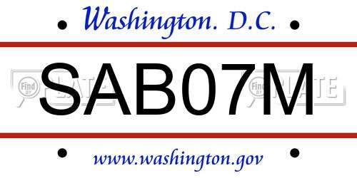 SAB07M District Of Columbia License Plate