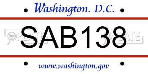 SAB138 District Of Columbia License Plate