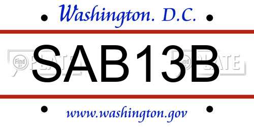 SAB13B District Of Columbia License Plate