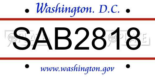 SAB2818 District Of Columbia License Plate