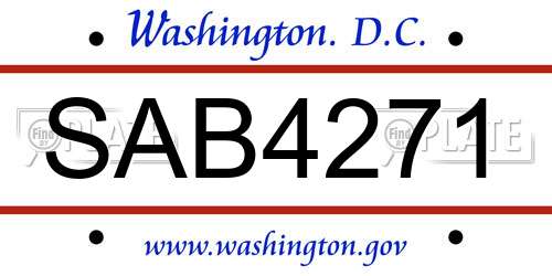 SAB4271 District Of Columbia License Plate