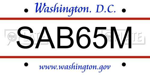 SAB65M District Of Columbia License Plate