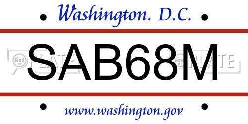SAB68M District Of Columbia License Plate