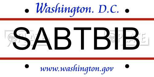 SABTBIB District Of Columbia License Plate