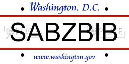SABZBIB District Of Columbia License Plate