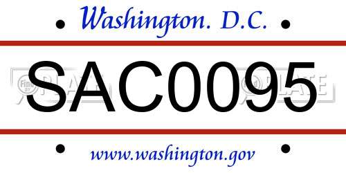 SAC0095 District Of Columbia License Plate