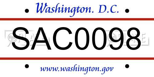 SAC0098 District Of Columbia License Plate