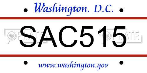 SAC515 District Of Columbia License Plate