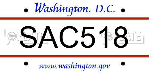 SAC518 District Of Columbia License Plate