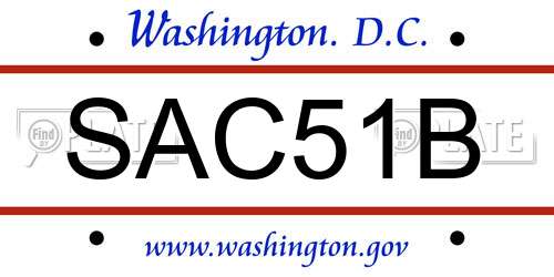 SAC51B District Of Columbia License Plate