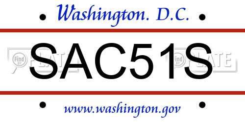SAC51S District Of Columbia License Plate