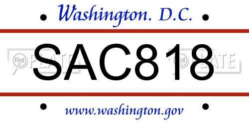 SAC818 District Of Columbia License Plate