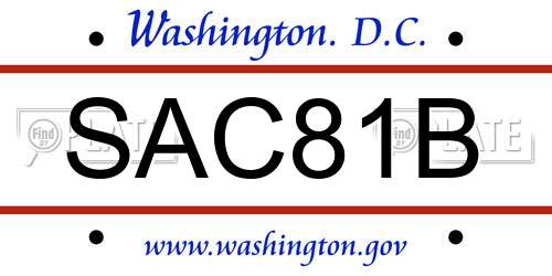 SAC81B District Of Columbia License Plate