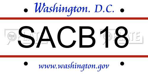 SACB18 District Of Columbia License Plate