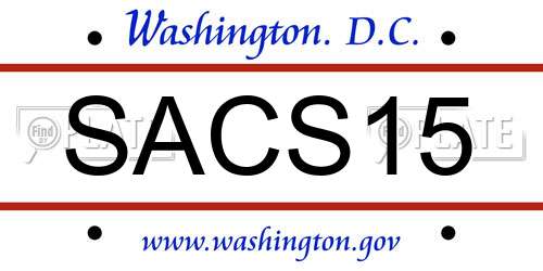 SACS15 District Of Columbia License Plate